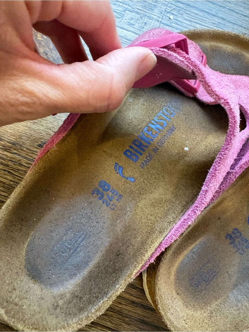 Birkenstock Arizona Pink Suede Double-Buckle Slide Sandals 38/7.5